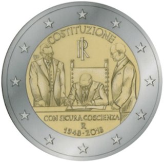 2 Euromunt van Italië uit 2018 met het motief 70ste verjaardag van de inwerkingtreding van de Italiaanse grondwet