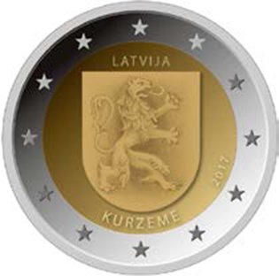 2 Euromunt van Letland uit 2017 met het motief Kurzeme