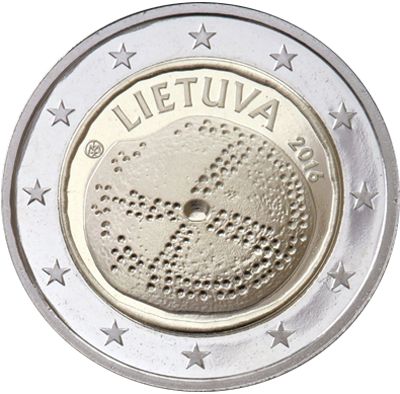 2 Euromunt van Litouwen uit 2016 met het motief Baltische cultuur
