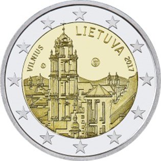 2 Euromunt van Litouwen uit 2017 met het motief Vilnius