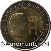 2 Euromunt van Luxemburg uit 2004 met het motief monogram van Groothertog Hendrik van Luxemburg