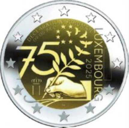 2 Euromunt van Luxemburg uit 2024 met het motief 75 jaar Schumanverklaring