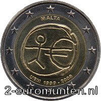 2 Euromunt van Malta uit 2009 met het motief 10 jaar euro