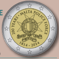 2 Euromunt van Malta uit 2014 met het motief 200 Jaar Maltese Politie