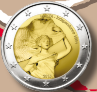 2 Euromunt van Malta uit 2014 met het motief 1964 Onafhankelijkheid van Groot-Brittannië