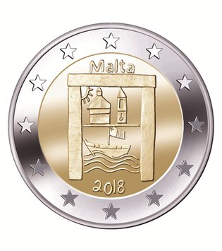 2 Euromunt van Malta uit 2018 met het motief Cultureel erfgoed
