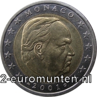 Normale 2 Euromunt uit Monaco met als motief het portret van Prins Reinier III