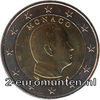 Normale 2 Euromunt uit Monaco met als motief het portret van Albert II van Monaco