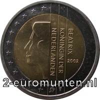 Normale 2 Euromunt van Nederland met het Silhouet van Koningin Beatrix