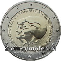 2 Euromunt van Nederland uit 2013 met het motief Aankondiging van de troonswisseling