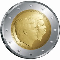 2 Euromunt van Nederland uit 2014 met het motief Koningsdubbelportret
