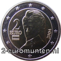 Normale 2 Euromunt van Oostenrijk met het portret van Bertha von Suttner