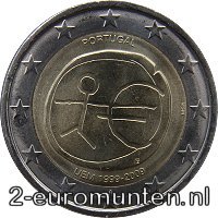2 Euromunt van Portugal uit 2009 met het motief 10 jaar euro
