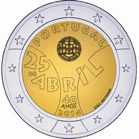 2 Euromunt van Portugal uit 2014 met het motief 40ste verjaardag van de Anjerrevolutie
