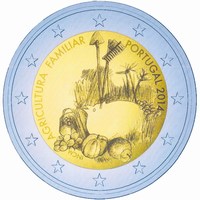 2 Euromunt van Portugal uit 2014 met het motief Internationale jaar van het boerenfamiliebedrijf