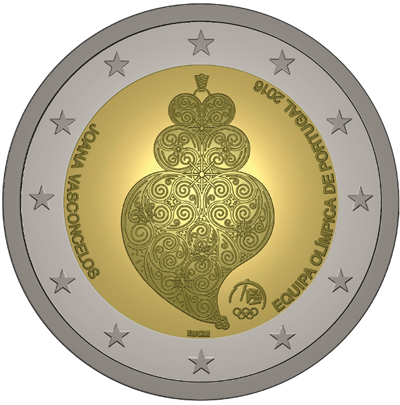 2 Euromunt van Portugal uit 2016 met het motief Deelname van Portugal aan de Olympische Zomerspelen van 2016 in Rio de Janeiro