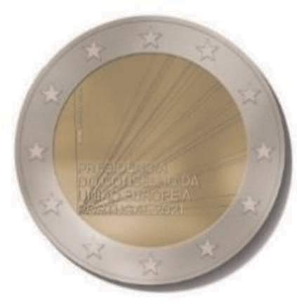 2 Euromunt van Portugal uit 2009 met het motief Voorzitterschap Europese Unie