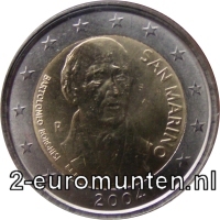 2 Euromunt van San Marino; uit 2004 met het motief Bartolomeo Borghesi
