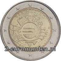 2 Euromunt van San Marino uit 2012 met het motief 10 jaar euro