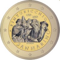 2 Euromunt van San Marino uit 2013 met het motief de 500e sterfdag van Pinturicchio