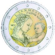 2 Euromunt van San Marino uit 2019 met het motief 550ste sterfdag van Filippo Lippi