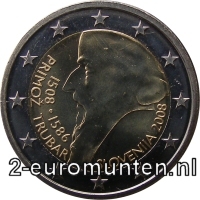 2 Euromunt van Slovenië uit 2008 met het motief 500ste verjaardag van de geboorte van Primož Trubar