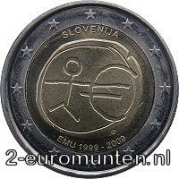 2 Euromunt van Slovenië uit 2009 met het motief 10 jaar euro