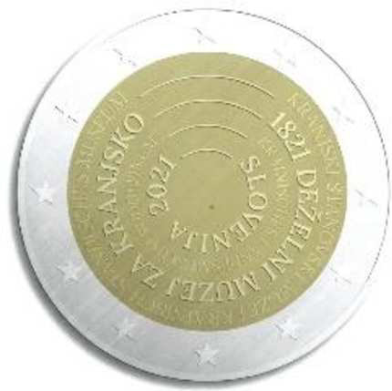 2 Euromunt van Slovenië uit 2020 met het motief 200 jaar opening Gorenjska Museum in Kranj