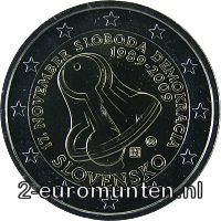 2 Euromunt van Slowakije uit 2009 met het motief 20 jaar Dag van de Vrijheid