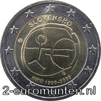 2 Euromunt van Slowakije uit 2009 met het motief 10 jaar euro 10 jaar euro
