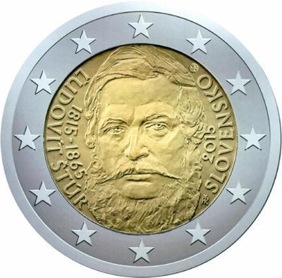 2 Euromunt van Slowakije uit 2015 met het motief 200ste geboortedag van Ľudovít Štúr
