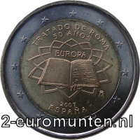 2 Euromunt van Spanje uit 2007 met het motief Verdrag van Rome