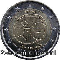 2 Euromunt van Spanje uit 2009 met het motief 10 jaar euro 10 jaar euro
