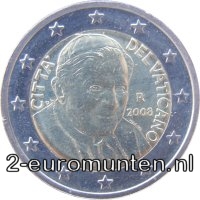 Normale 2 Euromunt uit de Vaticaanstad met als motief Portret van paus Paus Benedictus XVI