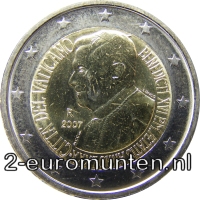 2 Euromunt van de Vaticaanstad uit 2007 met het motief 80e verjaardag van paus Benedictus XVI