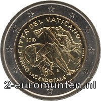 2 Euromunt van de Vaticaanstad uit 2010 met het motief Jaar van de Priester