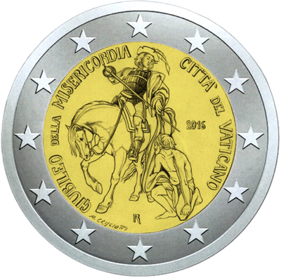 2 Euromunt van Vaticaanstad uit 2016 met het motief Het Heilig Jaar Jubileum van Barmhartigheid