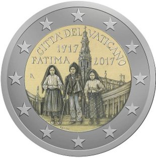 2 Euromunt van Vaticaanstad uit 2017 met het motief 100ste verjaardag van de verschijningen bij Fátima