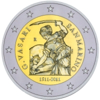 2 Euromunt van San Marino uit 2011 met het motief de 500e geboortedag van Giorgio Vasari