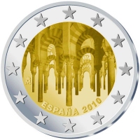 2 Euromunt van Spanje uit 2009 met het motief Historisch centrum van Córdoba